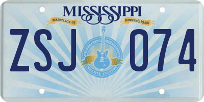 MS license plate ZSJ074
