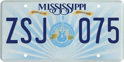 MS license plate ZSJ075