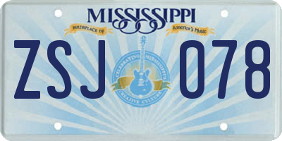 MS license plate ZSJ078