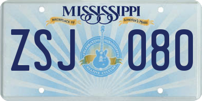 MS license plate ZSJ080