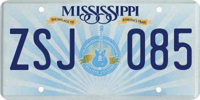 MS license plate ZSJ085