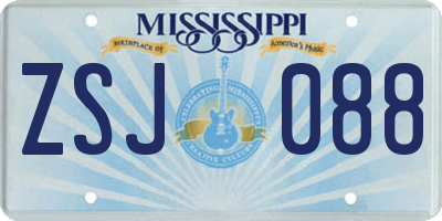 MS license plate ZSJ088