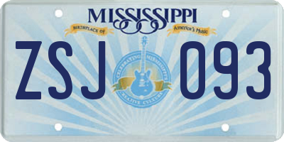MS license plate ZSJ093