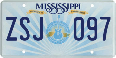 MS license plate ZSJ097