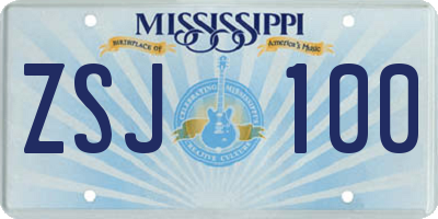 MS license plate ZSJ100