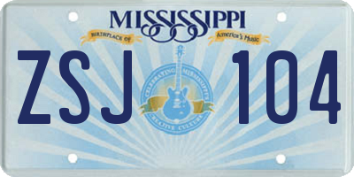 MS license plate ZSJ104