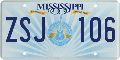 MS license plate ZSJ106