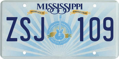 MS license plate ZSJ109