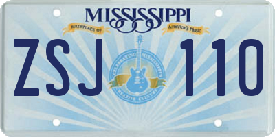 MS license plate ZSJ110