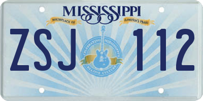 MS license plate ZSJ112