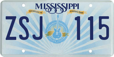 MS license plate ZSJ115