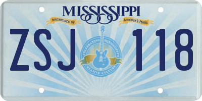 MS license plate ZSJ118
