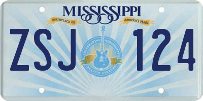 MS license plate ZSJ124