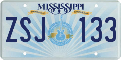 MS license plate ZSJ133