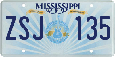 MS license plate ZSJ135