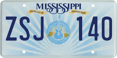 MS license plate ZSJ140