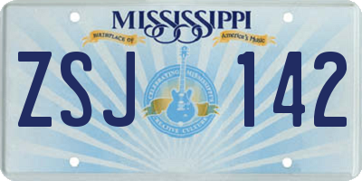 MS license plate ZSJ142