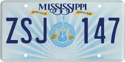 MS license plate ZSJ147