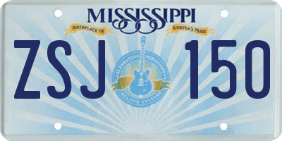 MS license plate ZSJ150