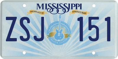 MS license plate ZSJ151
