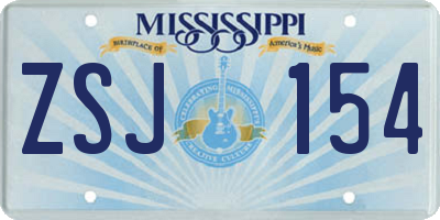 MS license plate ZSJ154