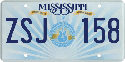 MS license plate ZSJ158