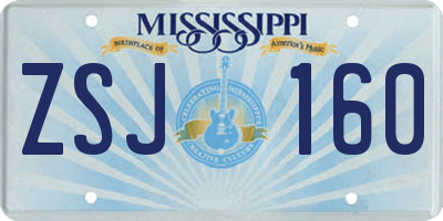 MS license plate ZSJ160