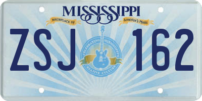 MS license plate ZSJ162