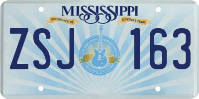MS license plate ZSJ163