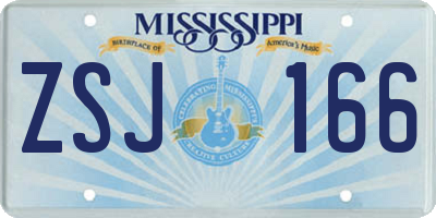 MS license plate ZSJ166