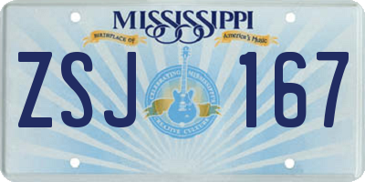 MS license plate ZSJ167