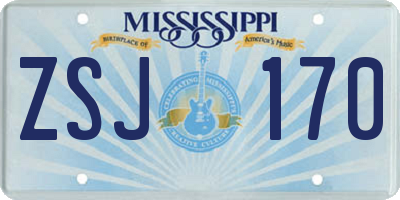 MS license plate ZSJ170