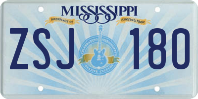 MS license plate ZSJ180