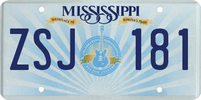 MS license plate ZSJ181