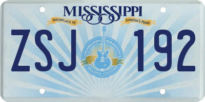 MS license plate ZSJ192