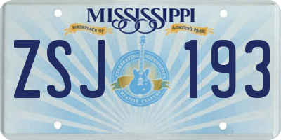 MS license plate ZSJ193