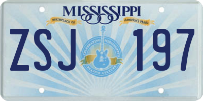 MS license plate ZSJ197