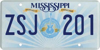 MS license plate ZSJ201