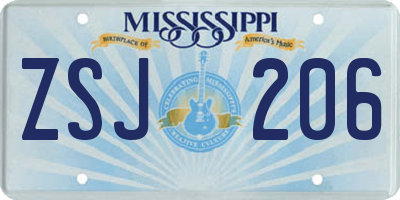 MS license plate ZSJ206