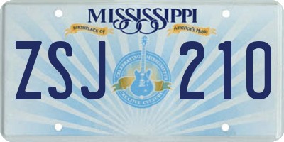 MS license plate ZSJ210