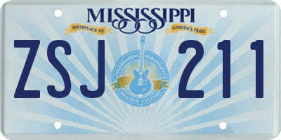 MS license plate ZSJ211