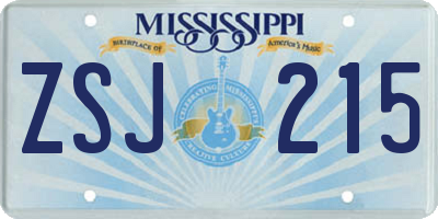 MS license plate ZSJ215