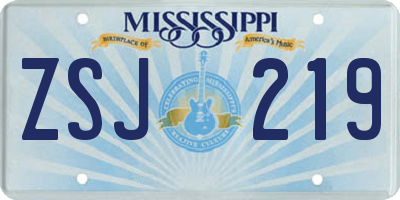 MS license plate ZSJ219