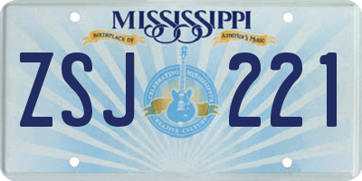 MS license plate ZSJ221
