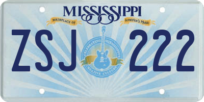 MS license plate ZSJ222