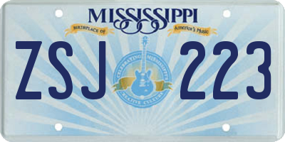MS license plate ZSJ223