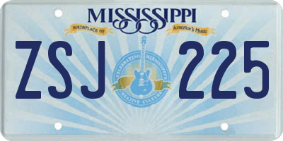 MS license plate ZSJ225