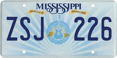 MS license plate ZSJ226