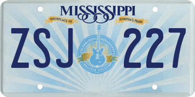 MS license plate ZSJ227