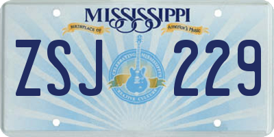 MS license plate ZSJ229